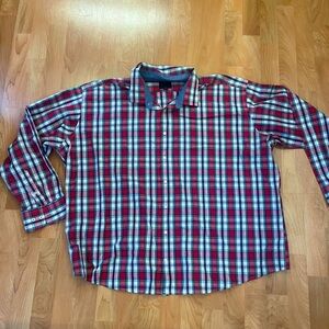 Linea Uomo Red Blue Plaid Button Up Long Sleeve Dress Shirt 4X
